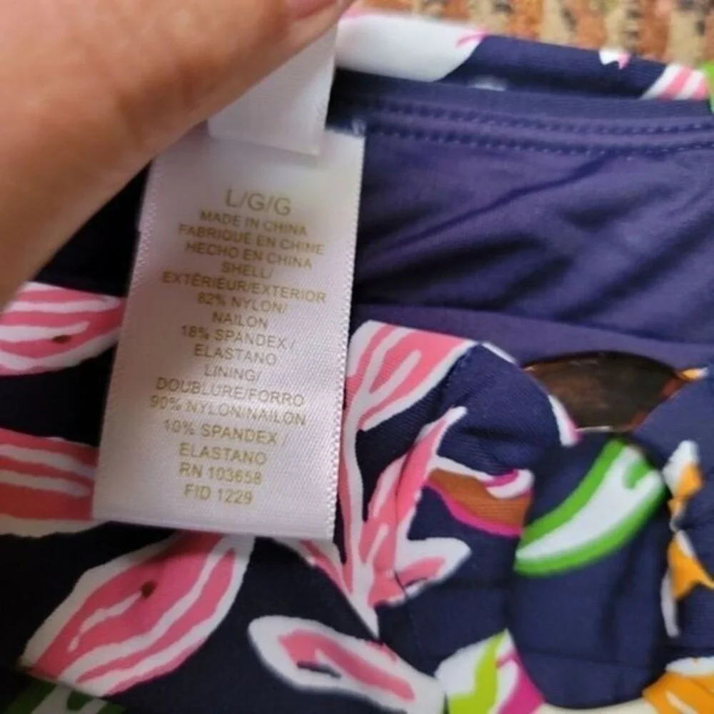 Anne Cole Signature Tropical Bloom Belted High-Waist Bikini Bottom- Blue, Large - Picture 6 of 12